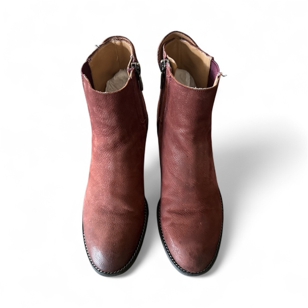 Burgundy Leather Ankle Boots - Picture 2 of 5
